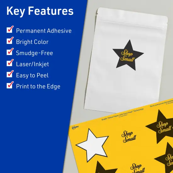 Avery Bright Yellow Paper Labels, 2-1/4" x 2-3/8" Star {2}