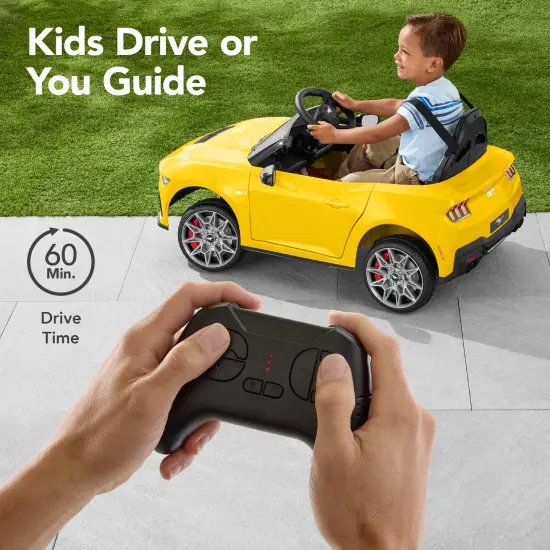 Best Choice Products Kids 12V Electric Ride-On Car Officially Licensed Ford Mustang w/ Remote, LED Lights Yellow {3}