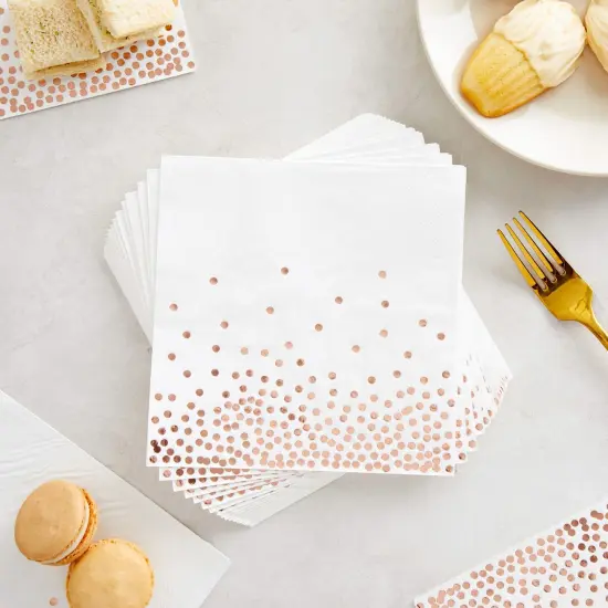 50 Pack Rose Gold Party Napkins - Disposable Dinner Napkins for Wedding, Baby Shower, Birthday Party (6.5x6.5 In) Pink {3}