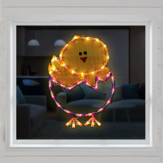 Northlight Lighted Hatching Baby Chick in Egg Easter Window Decoration - 17" Yellow {4}