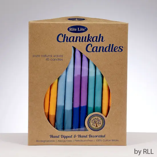 Rite Lite Premium Menorah Hanukkah Candles - 5.25" - Tricolor Multi - 45ct {1}