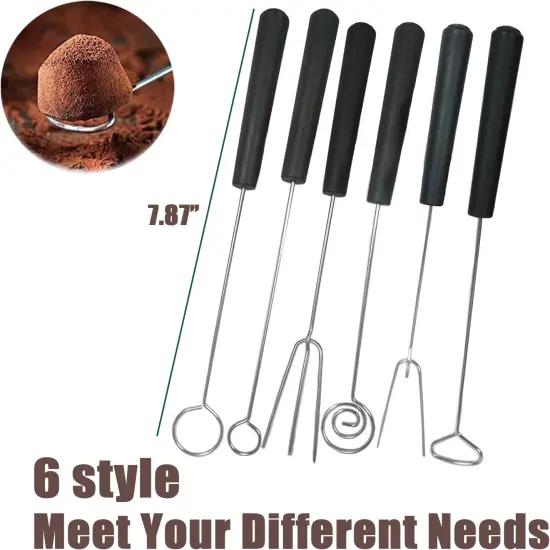 7 Pieces Candy Dipping Tools Chocolate Dipping Fork Spoons Set, Stainless Steel Candy Making Supplies for Decorative Plates, Including 1 pcs Slotted Spoon and 6 pcs Fondue Forks {3}