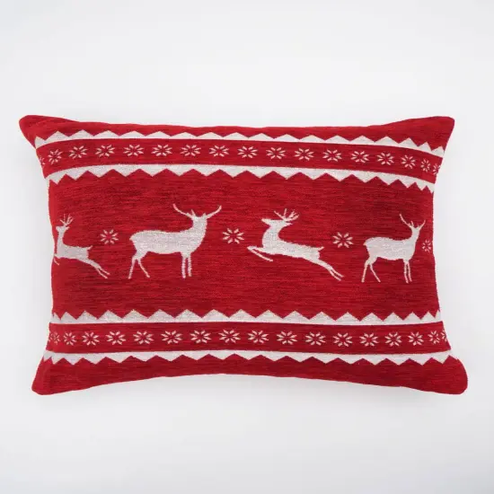 Reindeer Blizzard Cozy Jacquard Machine Woven Throw Pillow - 24" X 24" {2}