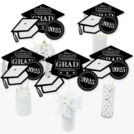 Big Dot of Happiness Graduation Cheers - 2025 Graduation Party Centerpiece Sticks - Table Toppers - Set of 15 {3}