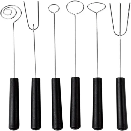 Chocolate Dipping Tool Set 1 Durable Candy Dipping Set - 6 Different Shapes Dishwashable Stainless Steel Dipping Fork Set With PP Handle For Truffles And Pralines {2}