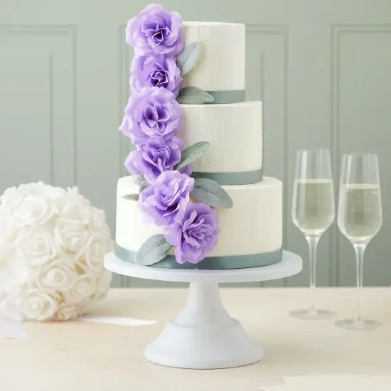 50 Pack Light Purple Roses Artificial Flowers Bulk, 3 Inch Stemless Fake Silk Roses for Decorations, Wedding, Faux Bouquets {3}