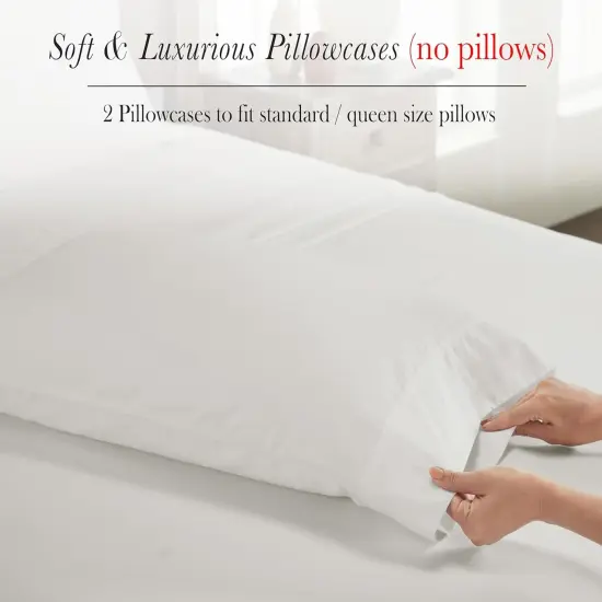 Luxury 100% Egyptian Cotton Pillow Cases Standard Size Set of 2, Sateen Weave, Soft, Breathable & Cooling Ivory Pillow Cases {3}