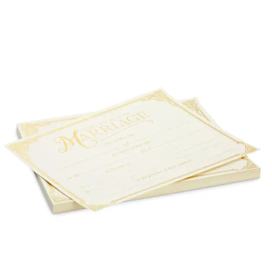 48 Pack Marriage Certificates with Gold Foil Edges for Wedding Ceremony, Official Newly Weds, Expecting Marriage Proposals, Blank Wedding Certificate (11 x 8.5 Inches) {7}