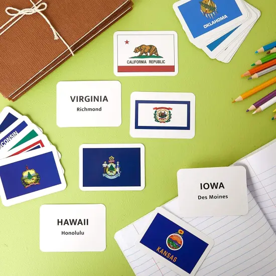 BLUE PANDA 50 US States & Capitals Flash Cards for Kids Ages 3-14 - Quick Study Deck - US State Capitals Card Set for Learning - Countries of The World Flashcards - Country Flashcards, 2.5 x 3.5 in {2}