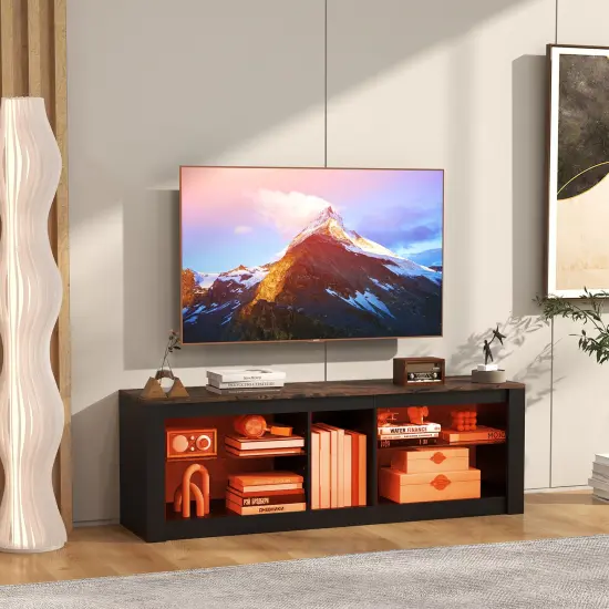 LED TV Stand with Adjustable Glass Shelves, Storage and Remote Control Lighting {3}