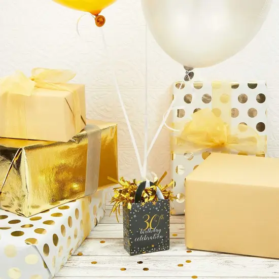 30th Birthday Party Balloon Weights, Black and Gold Decorations (6 oz, 6 Pack) {3}