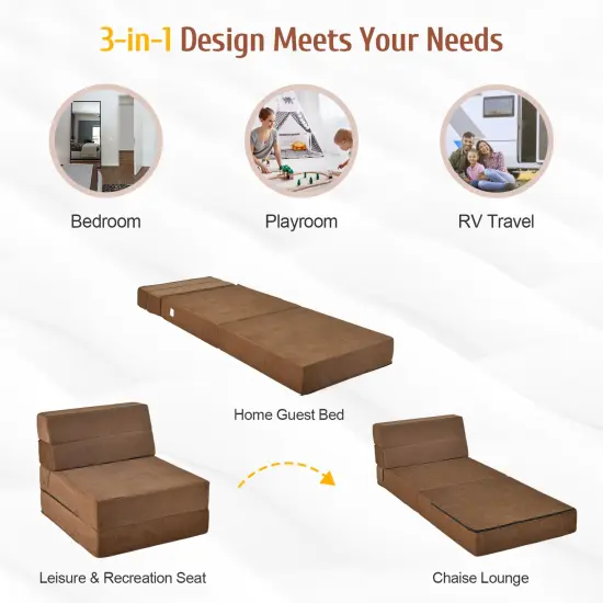 Flocking Sofa Bed Mattress with Sponge Filling and Magic Stick Brown {4}