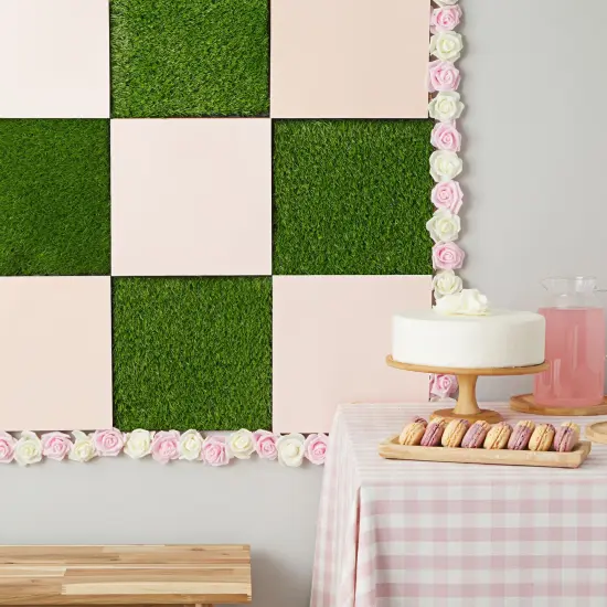 Juvale 4-Pack Non-Slip Artificial Grass Tiles for Indoor & Outdoor Use | 12x12 - 0.25 in Thick Mats | Easy to Clean & Durable, Soft Like Natural Lawn | Safe for Kids & Pets | Patio, Floor & Wall Decor Green {2}