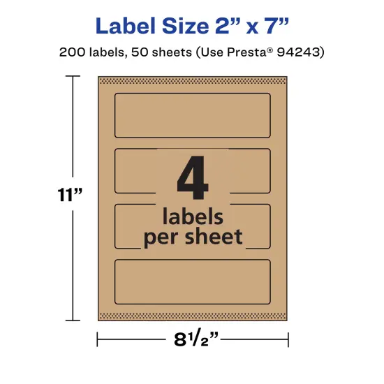 Avery Kraft Brown Rectangle Labels with Sure Feed, 2" x 7" {5}