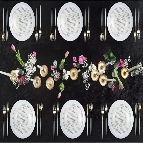 Trendables Disposable Silverware Set - Wedding Plastic Cutlery Dinnerware - Includes two toned Forks, Plastic Spoons, two colored Knives - reflective Plastic Utensils Party Set {6}