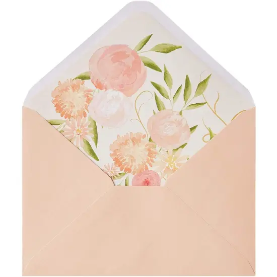 50 Pack A7 Envelopes with Floral Liner for 5x7 Invitations, Greeting Cards, Weddings (7.25 x 5.25 In) - Blush Pink {4}