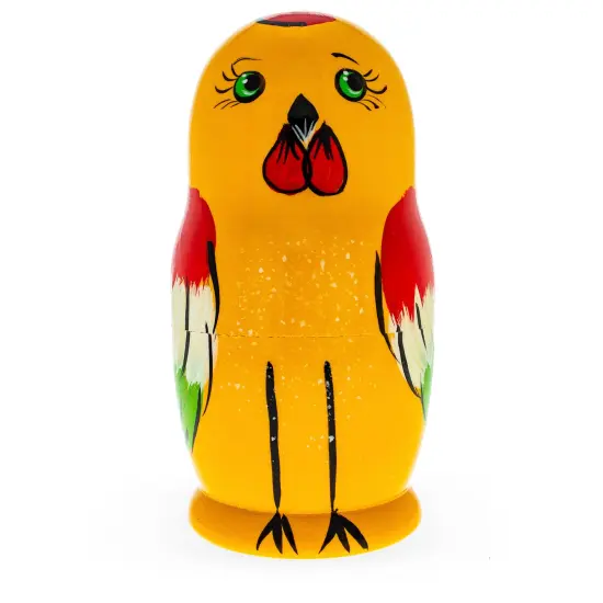 Set of 5 Rooster Family Wooden Nesting Dolls {4}