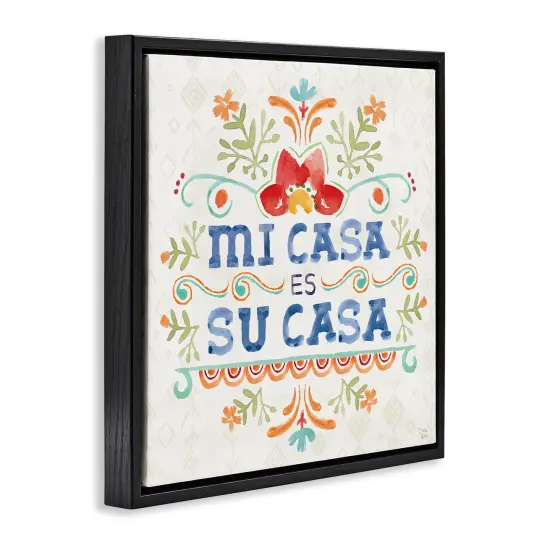 Stupell Industries Su Casa Hogar Acogedor Framed Floater Canvas Wall Art Black Floater Frame {3}
