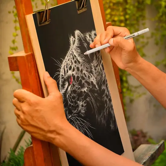 White Charcoal Pencils Drawing Set, Professional 6 Pieces White Sketch Pencils for Drawing, Sketching, Shading, Blending, Chalk for Beginners & Artists {5}