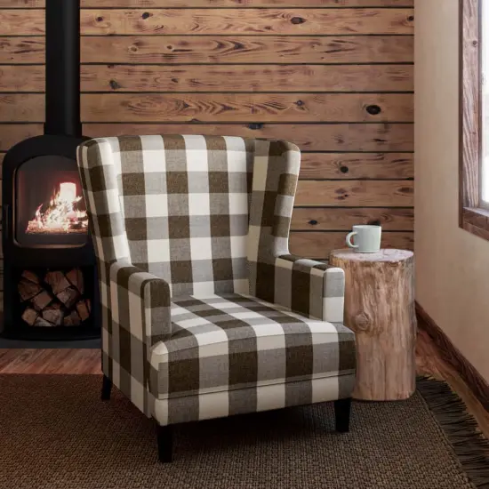 Buffalo Cafe - Brown Check & Houndstooth,Plaid Upholstery Fabric 54 Inches" {2}