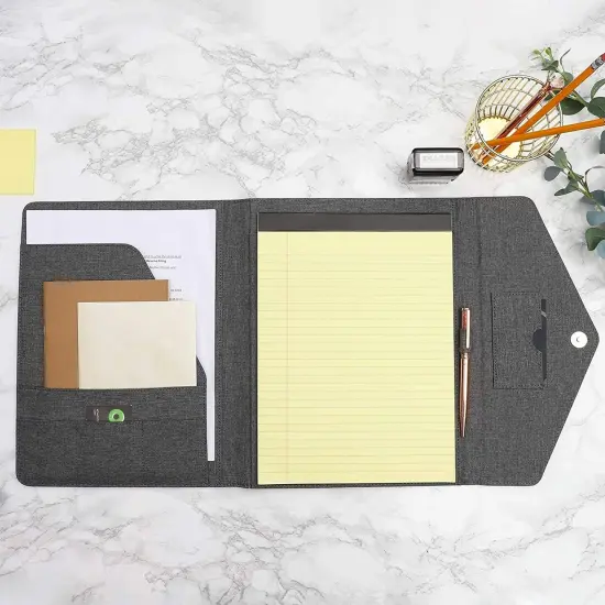 Professional Legal Notepad Portfolio, Grey Folio Notebook for Office, Business, Work, Pad Holder Folder Organizer for Documents (12.5x10) {2}
