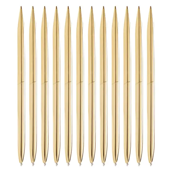 12 Pack Gold Ballpoint Pens for Wedding Guest Book, Bulk Office Supplies, Black Ink, 1mm Medium Point (Metallic, 6.4 In) {1}