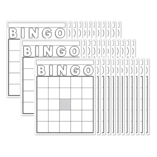 Blank Bingo Cards, White, 7-1/2" x 8-3/4", Pack of 36 {1}