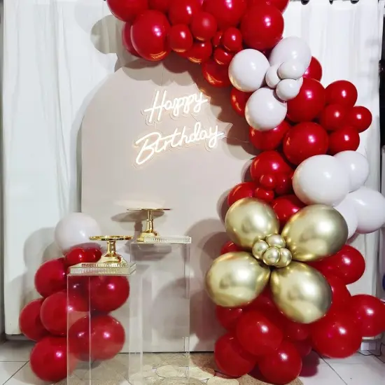 129pcs Ruby Red Balloons Different Sizes 18 12 10 5 Inches for Garland Arch, Premium Red Latex Balloons for Birthday Wedding Valentine's Day Christmas Party Decoration {4}