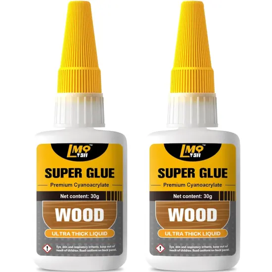 Wood Super Glue Liquid, Clear Instant Cyanoacrylate Adhesive for Wood Crafts Repair Woodworking, All Purpose CA Glue for Shoe Ceramic Plastic Leather Glass Model Metal Pottery Aquarium Porcelain Stone {1}
