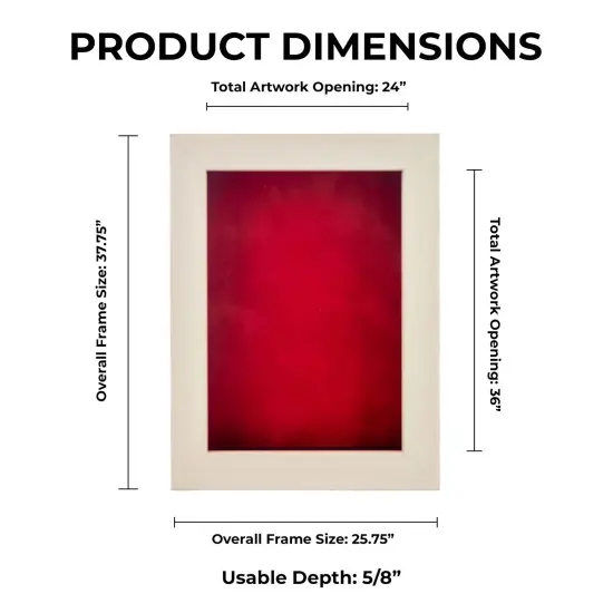 Natural Whitewash Wood Shadow Box Frame with Acrylic Front - Red Suede Backing, 30 Sizes {1}