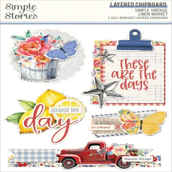 Simple Vintage Linen Market Chipboard-Layered {1}