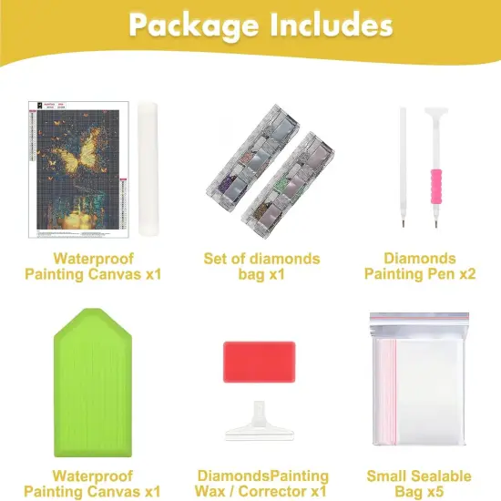 Diamond Art Painting Kits 5D Full Drill, Glowing Butterfly Diamond Art Kits for Adult Beginners, Diamonds Painting Art and Crafts Kit Perfect for Home Wall Decor 12x16inch {5}