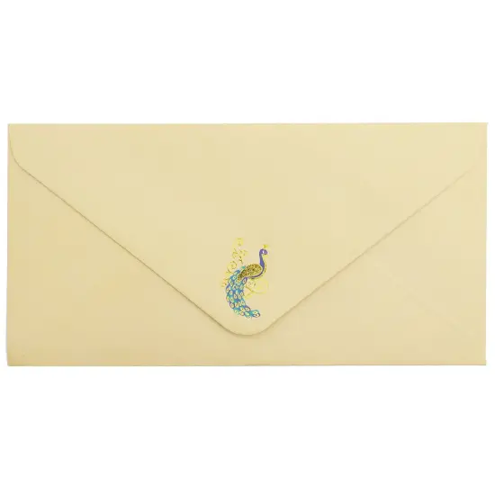 Lined Peacock Stationery Paper and Envelopes Set, Gold Foil (10.25x7.25 In, 48 Pack) Brown {7}