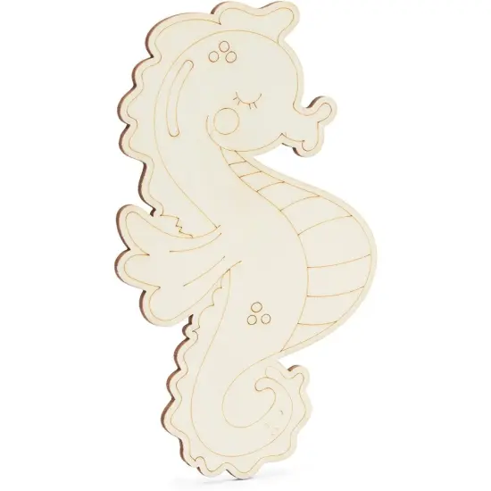 24 Pieces Unfinished Sea Creatures Wood Cutouts for Crafts, Wooden Ocean Animals (Turtle, Seahorse, Starfish, Mermaid) Brown {7}