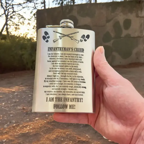 8oz Infantrymans Creed Stainless Steel Flask {2}