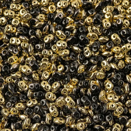 Matubo 2-Hole Czech Glass Special Coating/Finish Superduo Beads, 100g Jet Amber {1}