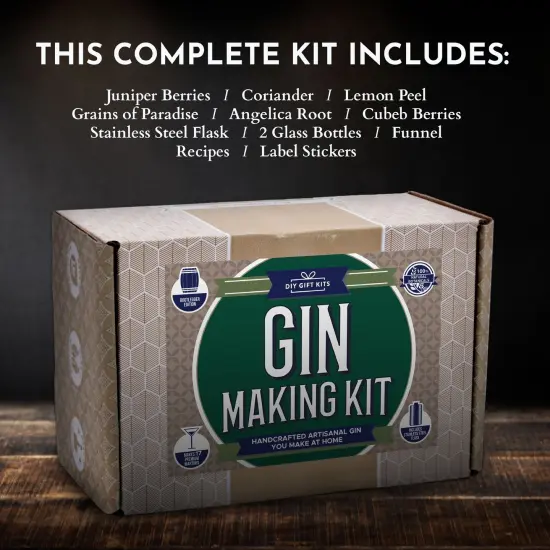 DIY Gift Kits Real Gin Making Kit, Gin Infusion Kit with 6 Botanicals & Spices, Stainless Steel Flask, & Funnel, Handcrafted Artisanal Gin, Mixology Set for Bartender & Adults, Gift for Men & Women Multicolor {6}