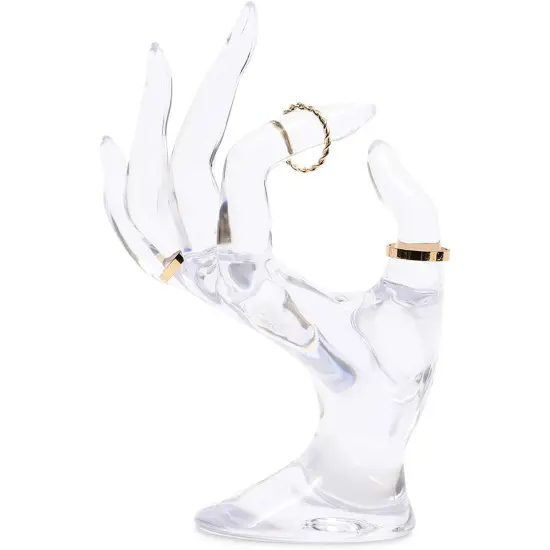Clear Hand Shaped Ring Holder for Jewelry Display (6.3 Inches) {3}