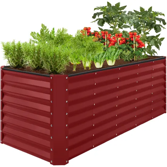 Best Choice Products 8x2x2ft Raised Metal Outdoor Garden Bed, Planter Box for Flowers, Vegetables, Herbs Royal Red {1}