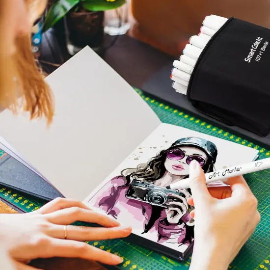 108 Pack Art Markers, 107 Alcohol Based Markers and 1 Blender, Dual Tip Coloring Permanent Markers Highlighters with Case, Excellent for Adults Kids Marking Drawing Sketching {5}