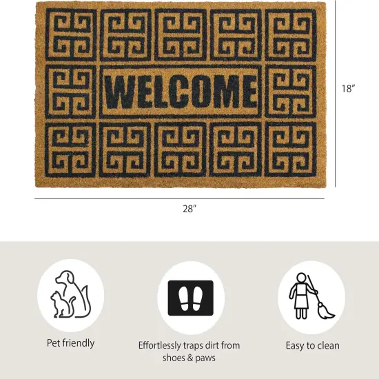 Doormat | Geo Welcome | All Weather Heavy Duty Mat | 100% Natural Coir Face | Non-Slip | Outdoor Home D&eacute;cor {3}