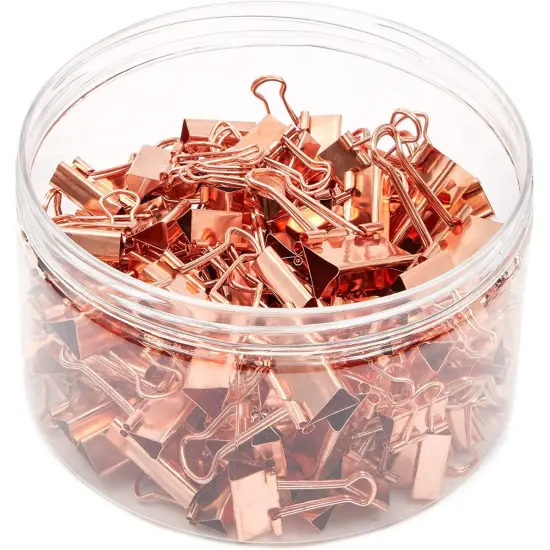 150 Pack Rose Gold Binder Clips Paper Clamps, 3 Assorted Size: Small, Medium, Large File Clips for School Files Documents, Modern Office Supplies {2}