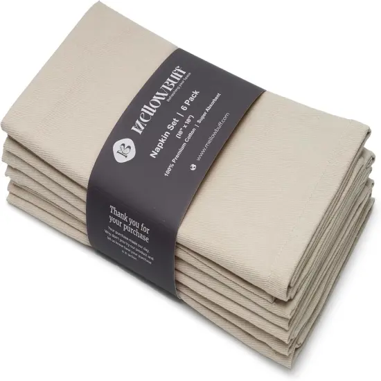 Cotton Napkins, 100% Ring Spun Premium Cotton, for Restaurants, Events and Dinner Napkins, Highly Absorbent Cloth Napkins, 6 Pack, 18 x 18 Inch | Beige {1}