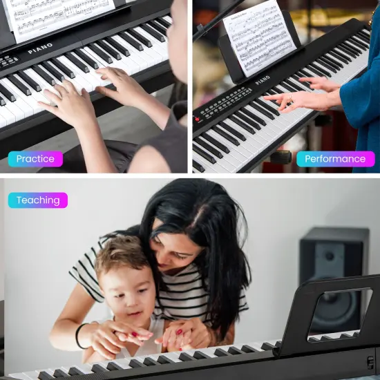 88 Key Foldable Electronic Keyboard Piano with Wireless MIDI Suitable for Kids, Teenagers and Adult Black {5}