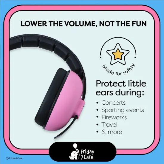 Friday 7Care Baby Headphones - Baby Ear Protection, Noise Cancelling Headphones with Adjustable Headband for Ages 0-24 Months, Pink Multicolor {2}