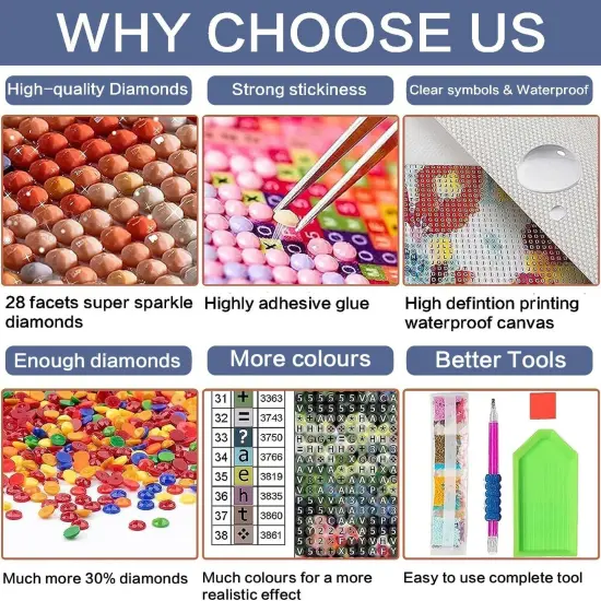 Chicken Diamond Art Kits for Adults, 5D Chicken Diamond Painting Kits for Adults, Round Full Drill Gem Art Kits for Adults DIY Chickens for Wall Decor 12x16inch {5}