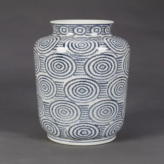 AA Importing Blue and White Circles Porcelain Vase {1}