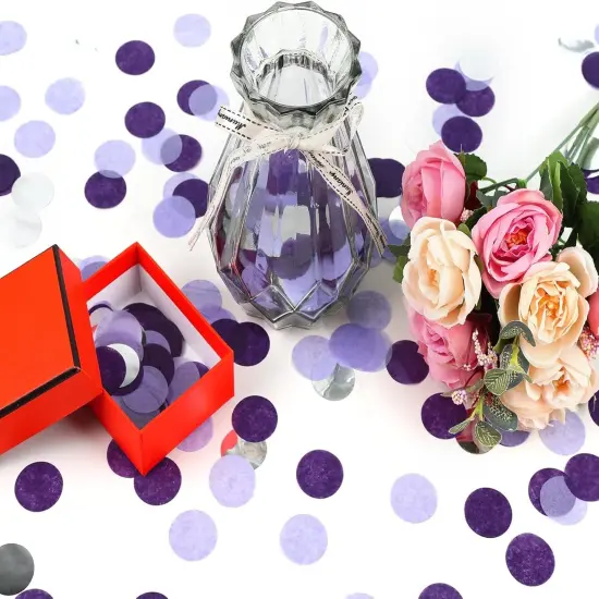 5000 Pieces Tissue Paper Confetti Circles, 1 Inch Round Paper Table Confetti Circle Dots, Suitable for Birthday Wedding Party Decoration and Baby Shower decorations,Purple and Sliver {2}