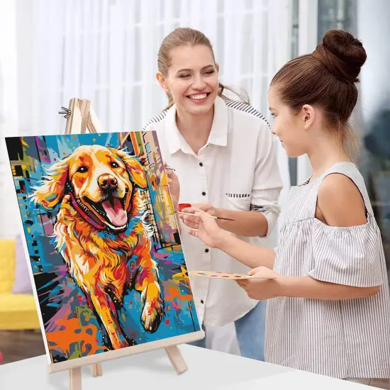 Dog Paint by Numbers for Adults with Framed Canvas-with Wooden Easel, Paint by Number on Canvas, DIY Acrylic Oil Painting Kits with Brushes Nice Gift Box for Home Wall {5}