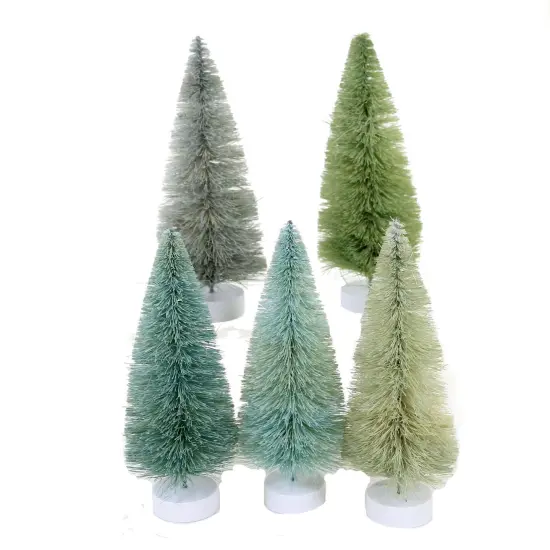 Cody Foster 4.0 Inch Winter Green Trees Set 12 Christmas Decorative Tree Set , Christmas Decor Bottle Brush Neutral {3}